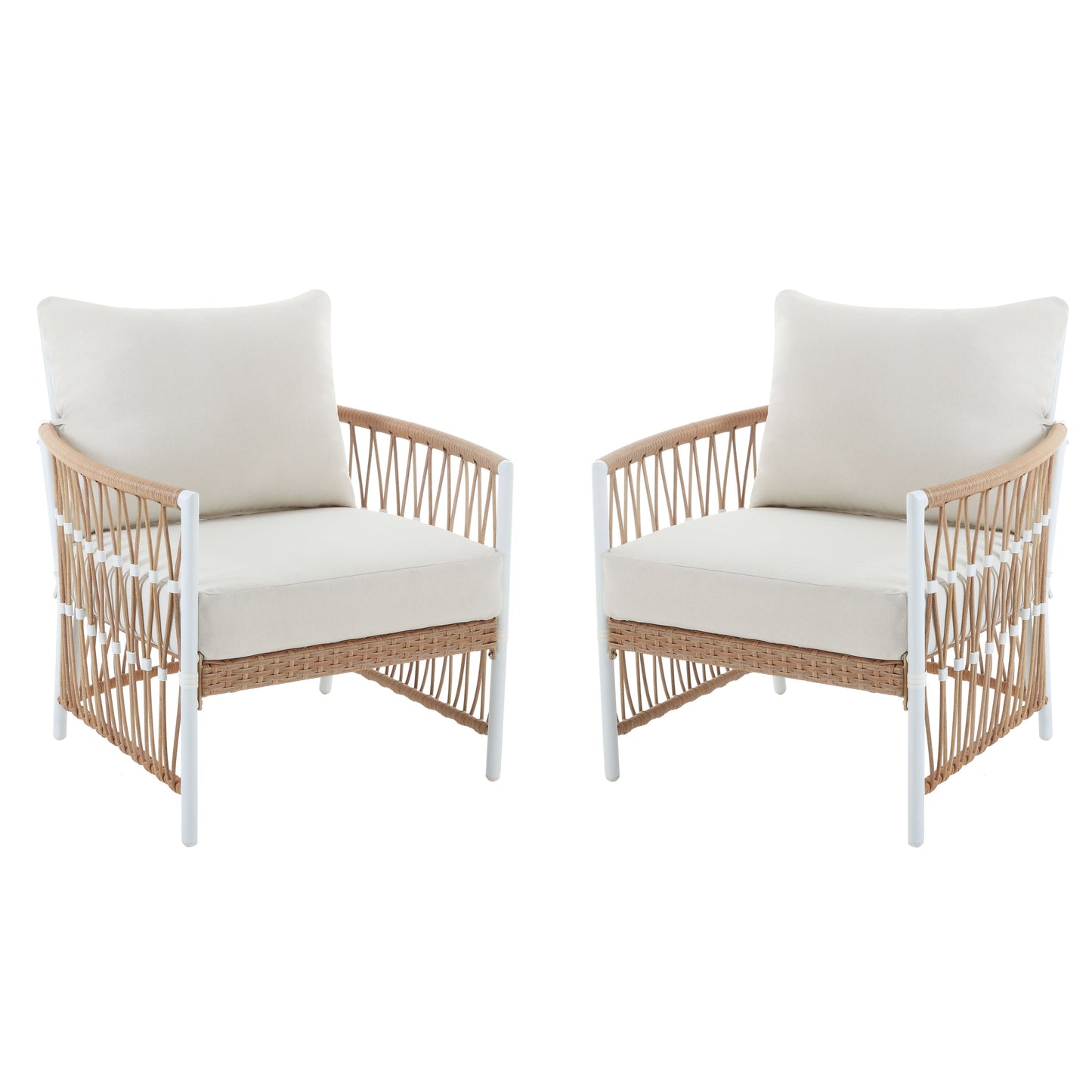 Lilah 2-Pack Outdoor Wicker Lounge Chair, White