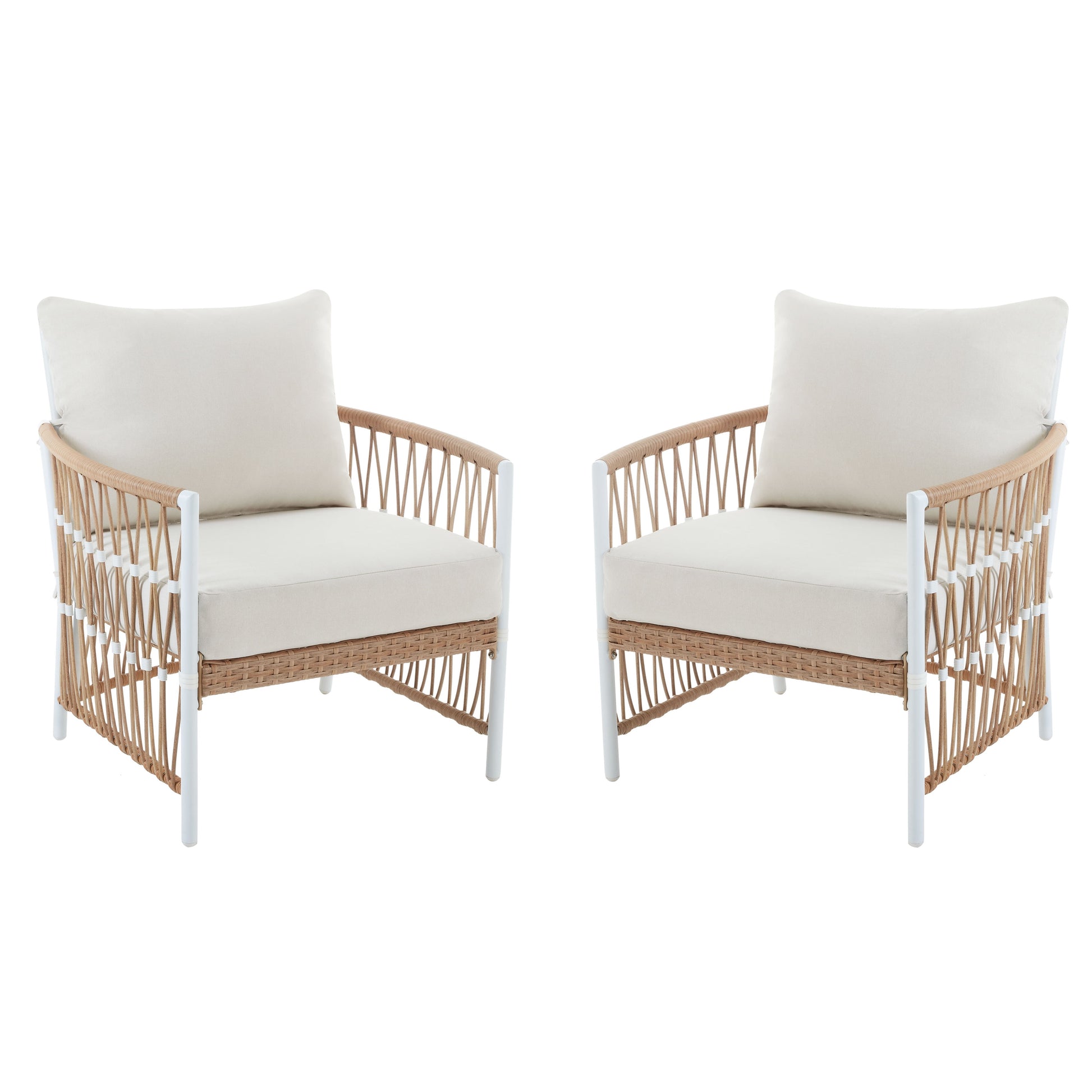 Lilah 2-Pack Outdoor Wicker Lounge Chair, White